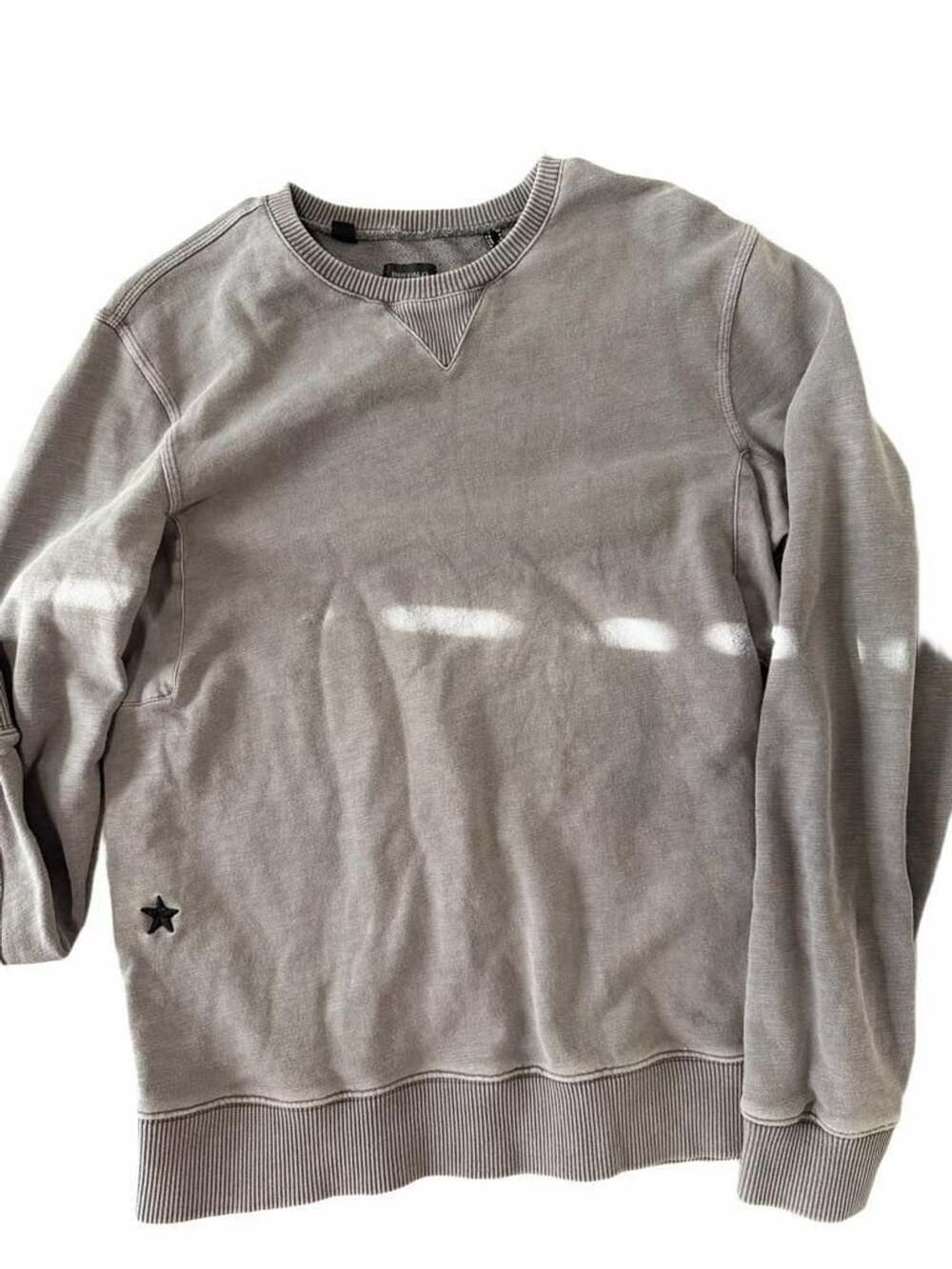 Buffalo David Bitton Grey Crewneck Sweatshirt with V-Insert and Star Detail